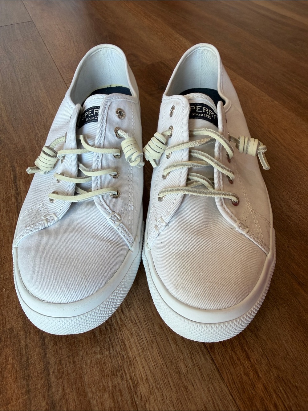 Sperry Women's Off-White Canvas Lace-Front Slip-Ons - Picture 4 of 9